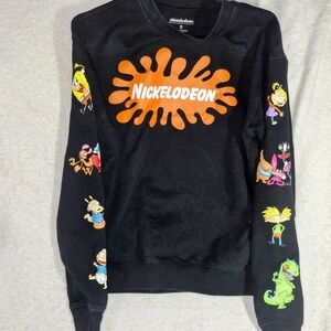 Nickelodeon Black Sweatshirt with Vibrant Characters